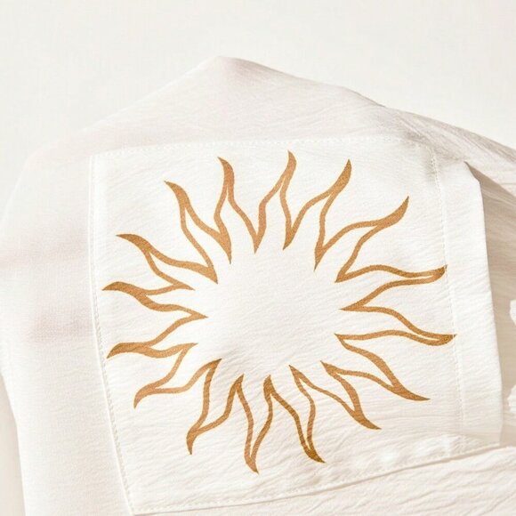 Apricot Casual Women's Bohemian Style Vacation Pattern Elastic Waist Drawstring - Picture 8 of 8